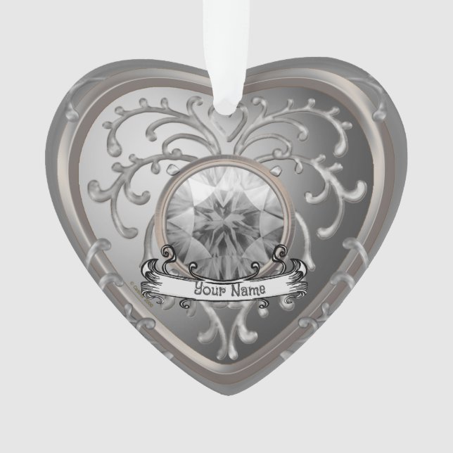 Silvery Imitats Jewel Heart Custom Fee Ornament (Vorderseite)
