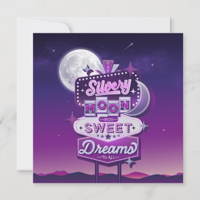 Silvery Moon Bids Sweet Dreams Flat Card (Vorderseite)