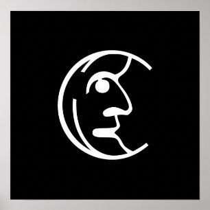 Silvery Moon in Weiß Poster