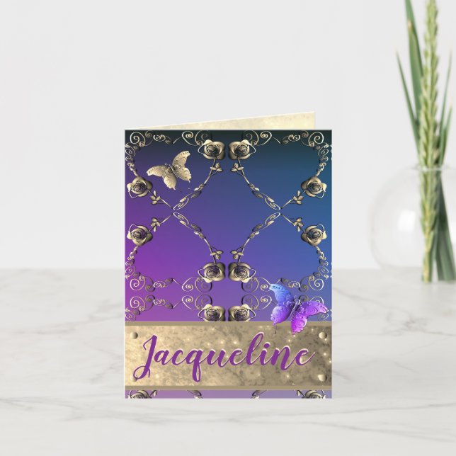 Silvery-Rose mit Namen und Gruß (Vorderseite)