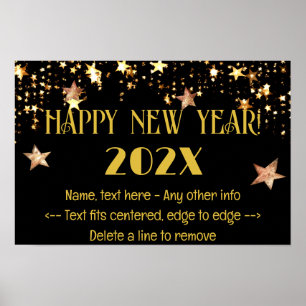 Silvester 18 x 12 Schwarz & Gold Poster