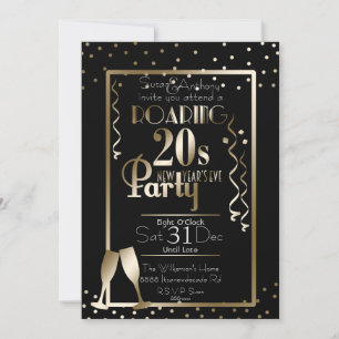 Silvester 2020 Roaring 20s Retro Theme Gold Einladung