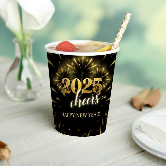 Silvester 2025 Party Gold & Black Pappbecher (Von Creator hochgeladen)