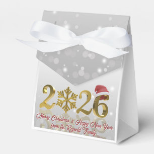 Silvester 2026 mit Schneeflocke und Weihnachtsmann Geschenkschachtel