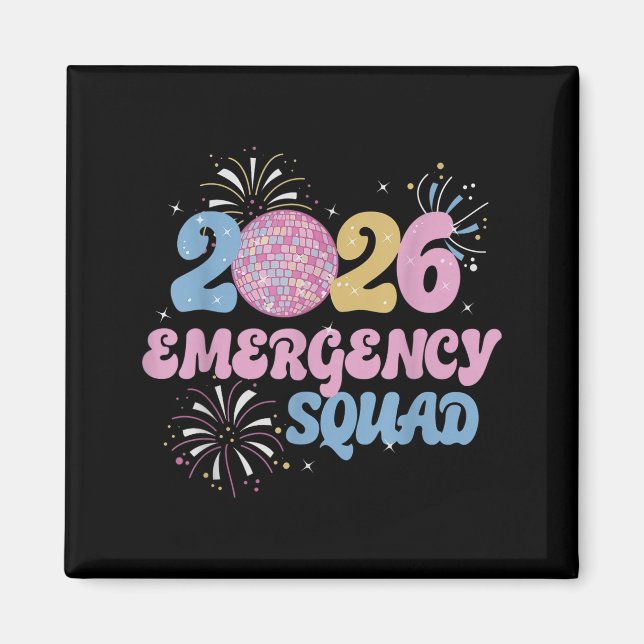 Silvester 2026 Notfalltrupp Disco-Kugel-Feuer Magnet (Vorne)