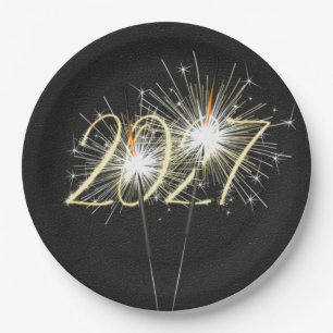 Silvester 2027 Party Funken Pappteller