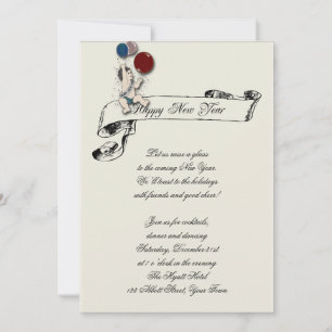 Silvester Baby New Year Banner Einladung