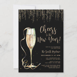 Silvester Black & Gold Party Einladung