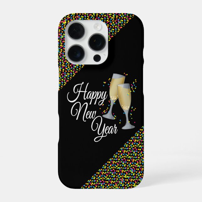 Silvester Champagner Gläser iPhone 16 Pro Hülle (Rückseite)