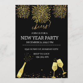 Silvester Champagner Neujahrsparty Einladung