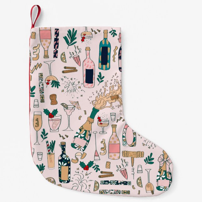 Silvester Champagner Weihnachtswein Kleiner Weihnachtsstrumpf (Vorderseite)