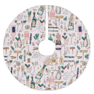 Silvester Champagner Weihnachtswein Polyester Weihnachtsbaumdecke