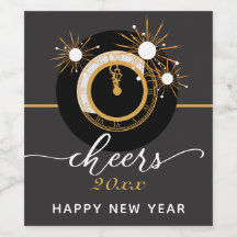 Silvester CHEERS Black & Gold Clock