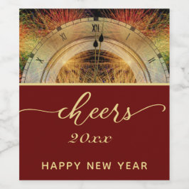 Silvester-CHEERS mit festlicher Uhr Weinetikett