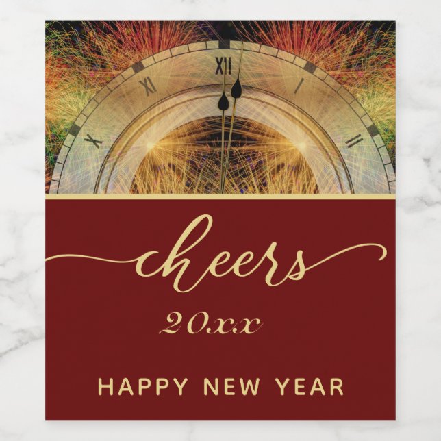 Silvester-CHEERS mit festlicher Uhr Weinetikett (Einzelnes Label)