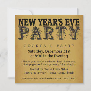 Silvester Cocktail Party Vintage Einladungen
