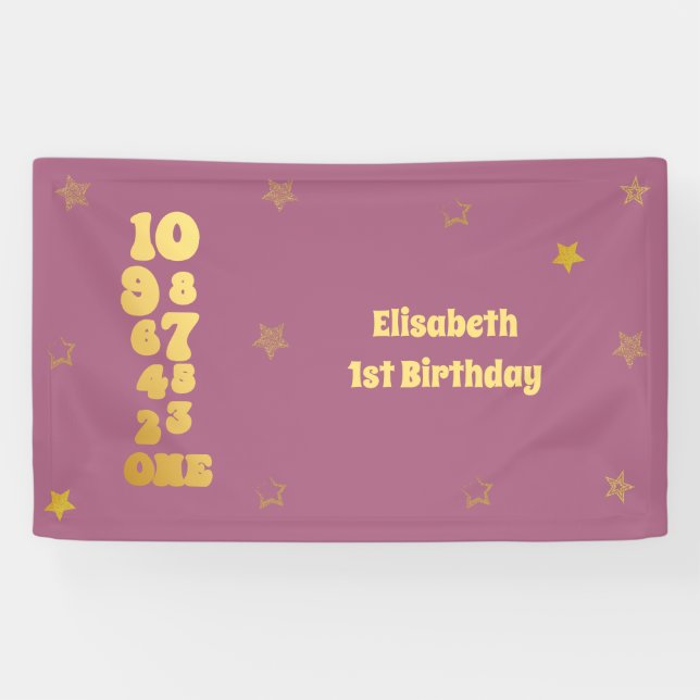 Silvester Countdown zum ersten Geburtstag Banner (Horizontal)