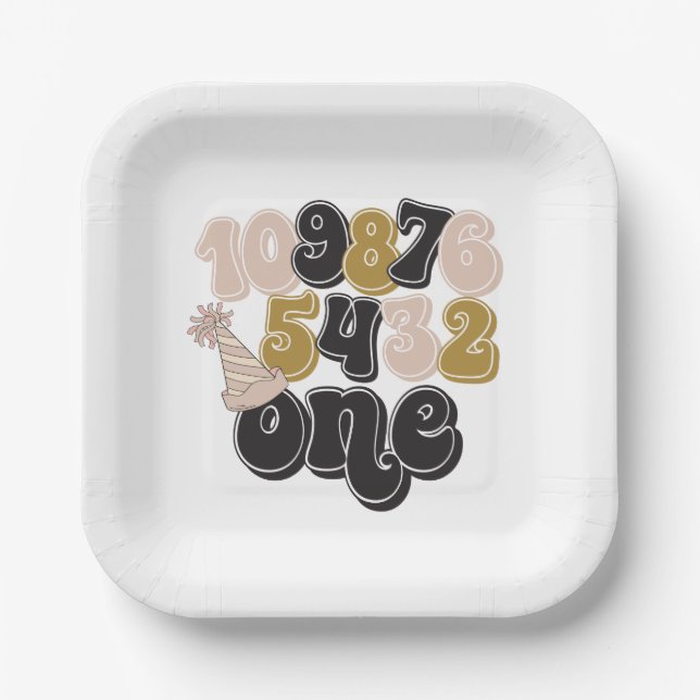 Silvester Countdown zum ersten Geburtstag Pappteller (Vorderseite)