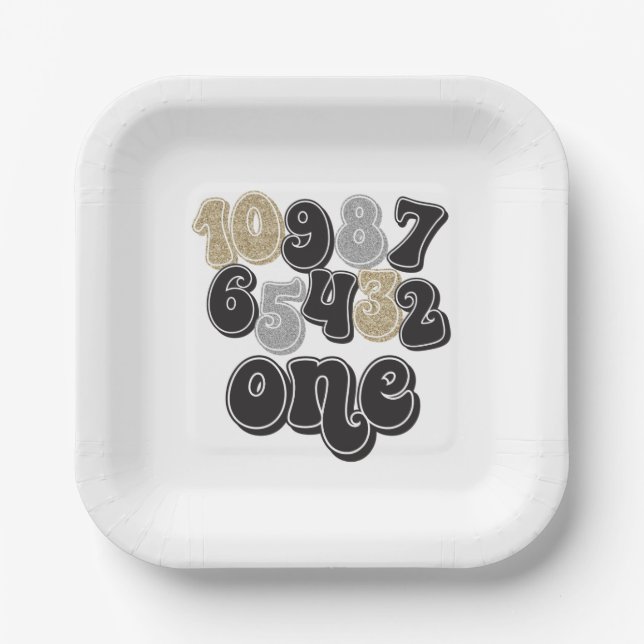 Silvester Countdown zum ersten Geburtstag Pappteller (Vorderseite)