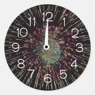 Silvester-Feuerwerk um Mitternacht Runder Aufkleber