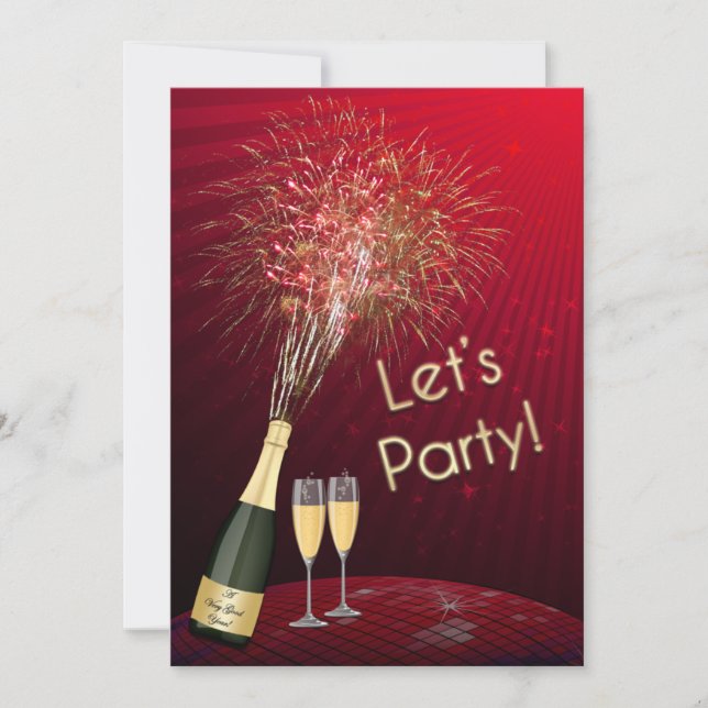 Silvester Feuerwerke Lasst uns Party Einladung 2 (Vorderseite)