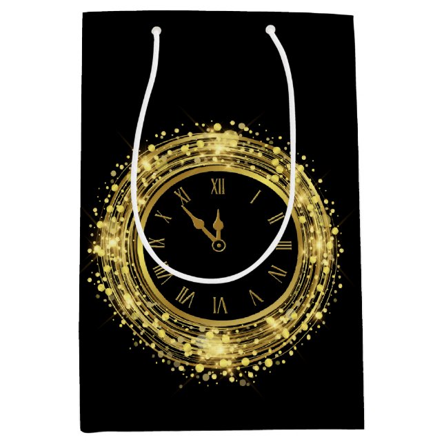 Silvester Glitzer Confetti Mittlere Geschenktüte (Vorderseite)