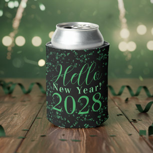 Silvester Grün Schwarz Glitzer Partygeschenk Dosenkühler