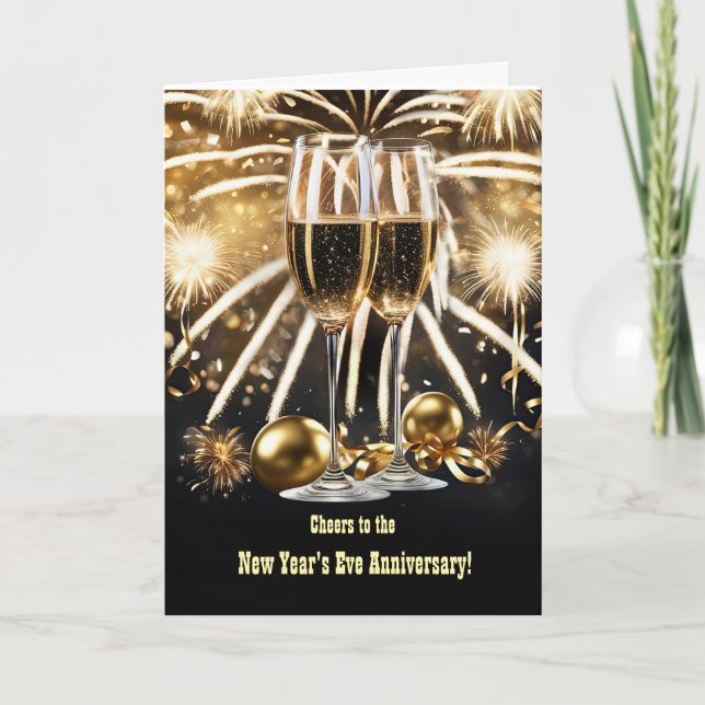 Silvester Hochzeit Jubiläum mit Champagner Karte (Vorderseite)