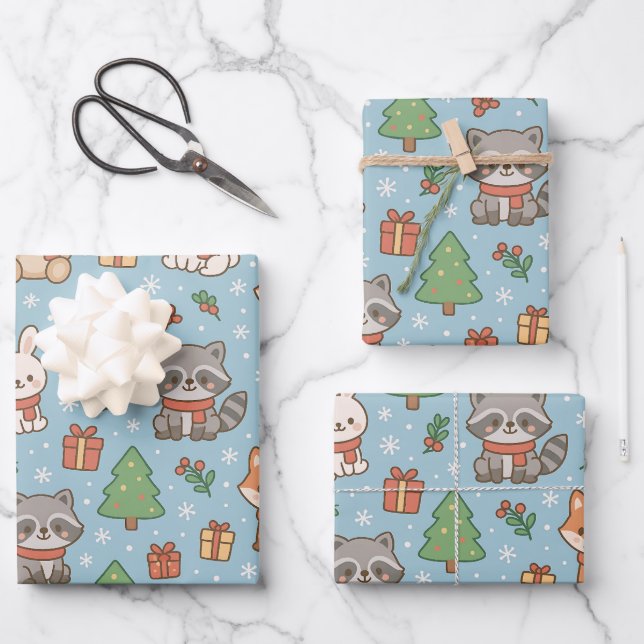 Silvester im Wald Geschenkpapier Set (Vorderseite)