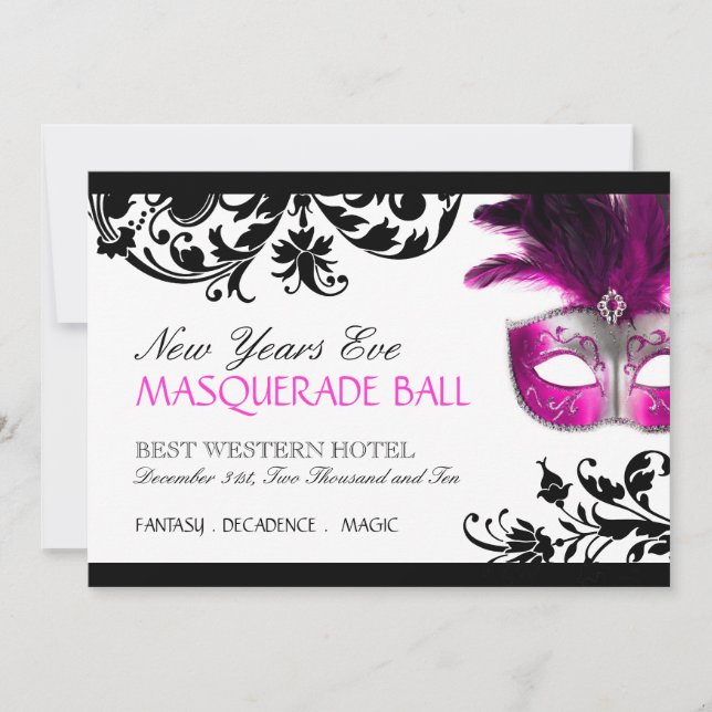 Silvester Masquerade Einladung (Vorderseite)