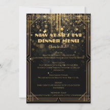 Silvester-Menü | Elegantes Schwarz & Gold Glitter