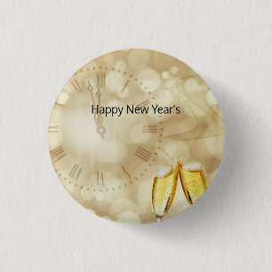 Silvester mit Champagnergläsern Button