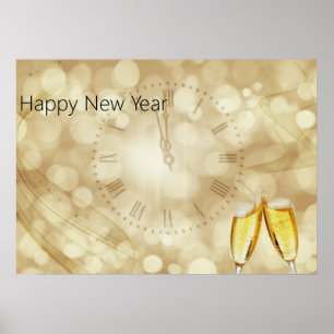 Silvester mit Champagnergläsern  Poster