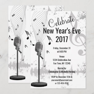 Silvester Musical Schwarz-weißes Party laden ein Einladung