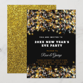 Silvester Party 20XX Gold Glitzer Einladung