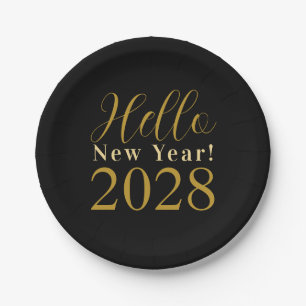 Silvester Party Black Gold Chic Pappteller