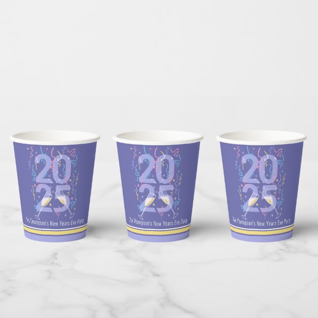 Silvester Party Champagner Straffer 2025 Pappbecher (Multi)