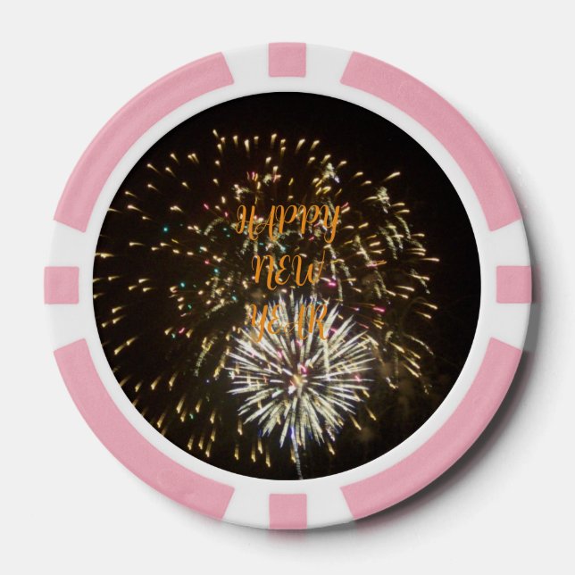 Silvester Party Dekoration / Gefallen - Feuerwerks Pokerchips (Vorderseite)