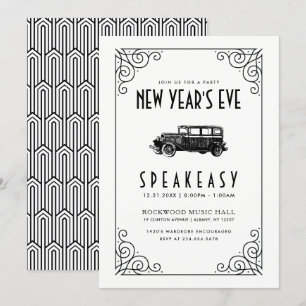 SILVESTER-PARTY-EINLADUNG 1920er Jahre Speakeasy Einladung