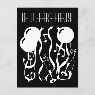 Silvester-Party Einladung-Postkarten   festlich Einladungspostkarte