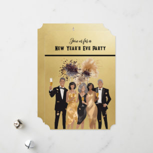 Silvester Party Einladung Schwarz und Gold