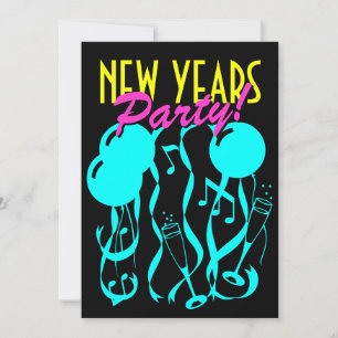 Silvester-Party Einladungen Neonfarben