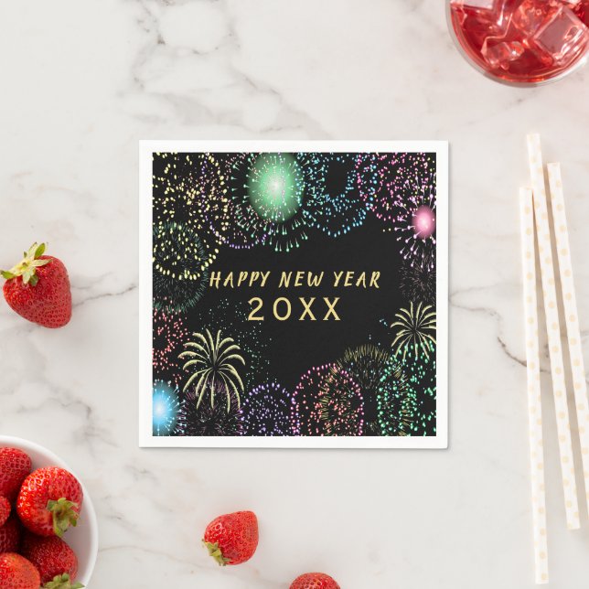 Silvester Party Feuerwerk Feierlichkeiten Papier Serviette (Beispiel)