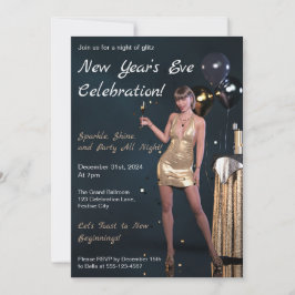 Silvester Party Girl in Sequel Dress Einladung
