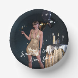 Silvester Party Girl in Sequel Dress Pappteller