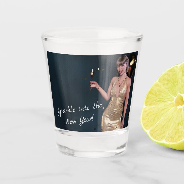 Silvester Party Girl in Sequel Dress Schnapsglas (Vorderseite)