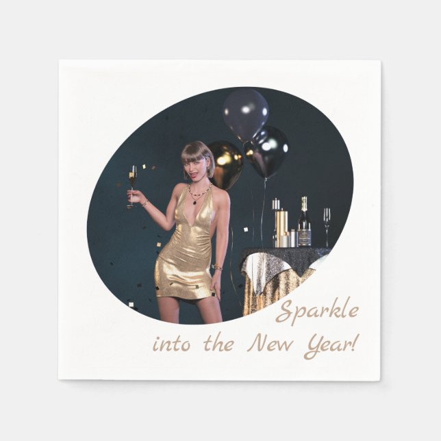 Silvester Party Girl in Sequel Dress Serviette (Vorderseite)