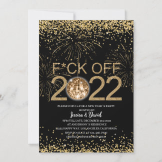 Silvester Party Gold und Schwarz Personalisiert Einladung