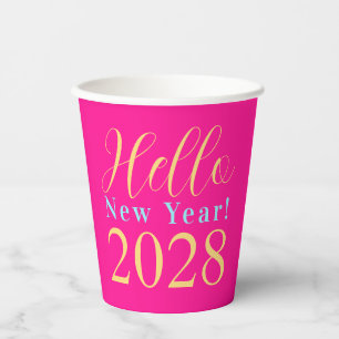 Silvester Party Hot Pink Gold Party Pappbecher