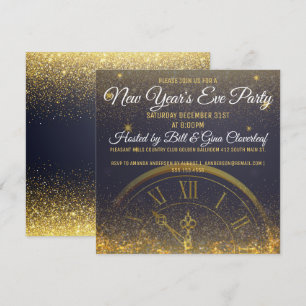 Silvester Party Luxus Mitternacht Einladung